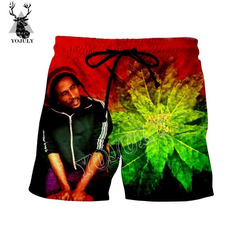 Yojuly Zomer Mannen Board Shorts Rock Zanger Bob Marley 3D Gedrukt Funny Fashion Casual Korte Broek Unisex Zwemmen Shorts DK18