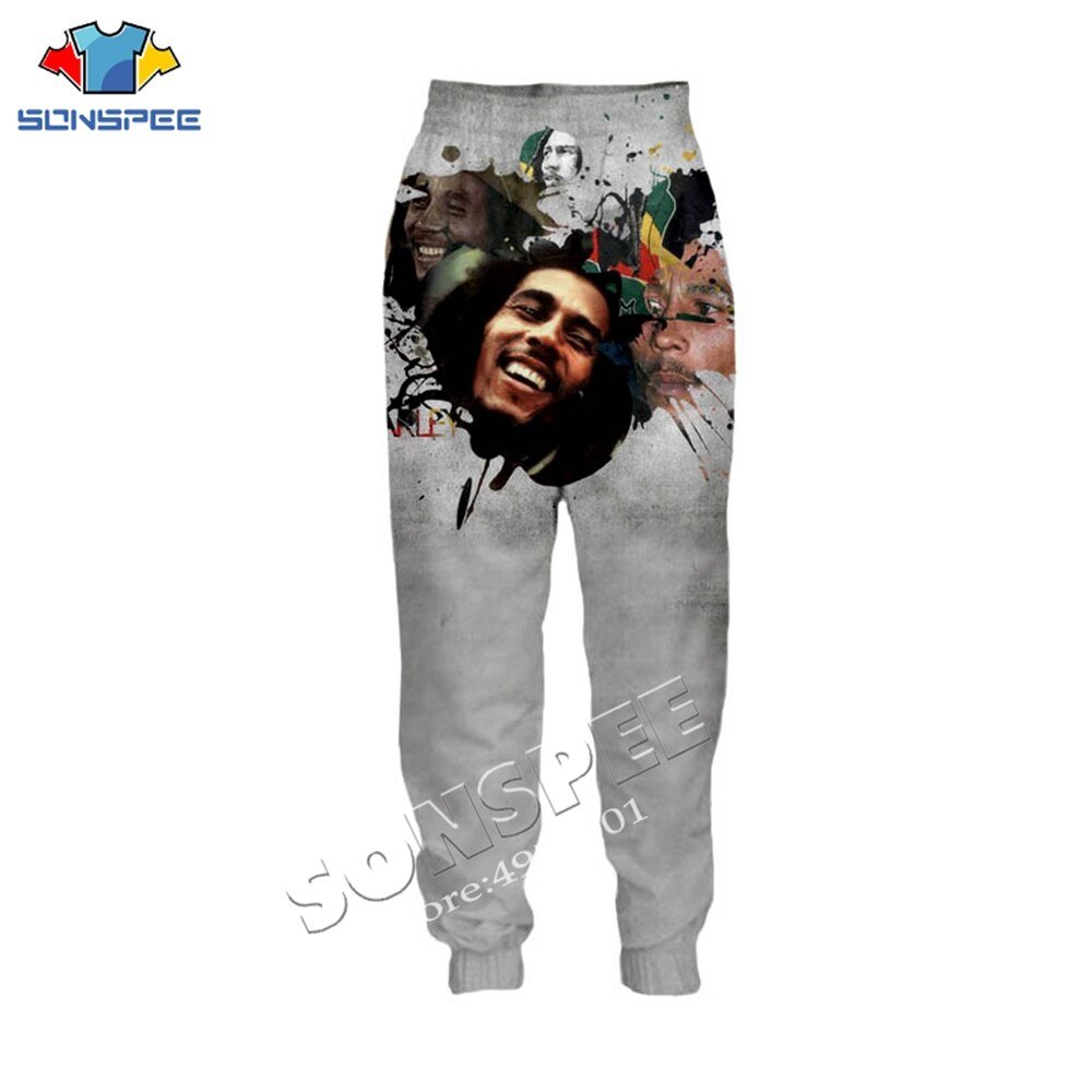 Sonspee Unisex Lange Broek Streetwear Volwassen Nieuwigheid Mode Casual Broek Zanger Bob Marley 3D Printing Harajuku Mannen Joggingbroek