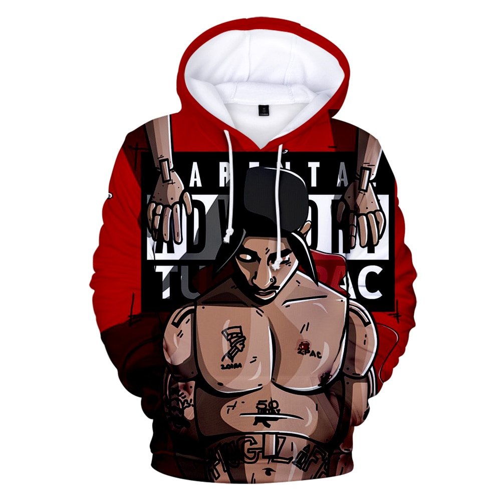 Gangsta Rap 2Pac Hoodies Hoodie Sweatshirt Hooded Mannen/Vrouwen Gangsta 2Pac Tupac Amaru Shakur Hoody Jongen/Meisjes merk Cap Jassen