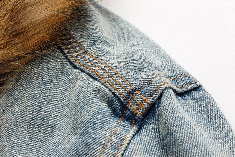 Retro Ripped Fleece Jeans Jas en Jas voor Herfst Winter S-XXXXL Drop Verzending Mens Denim Jas met Bont Kraag