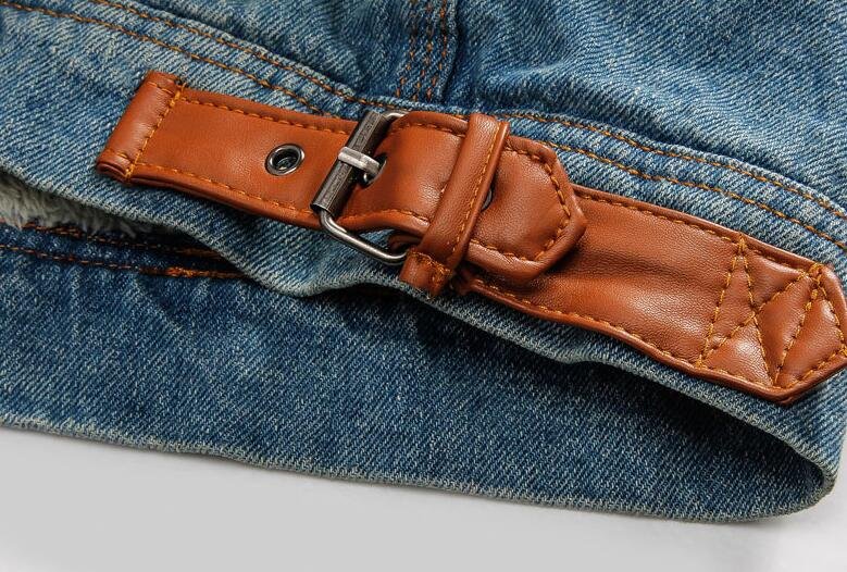 Retro Ripped Fleece Jeans Jas en Jas voor Herfst Winter S-XXXXL Drop Verzending Mens Denim Jas met Bont Kraag
