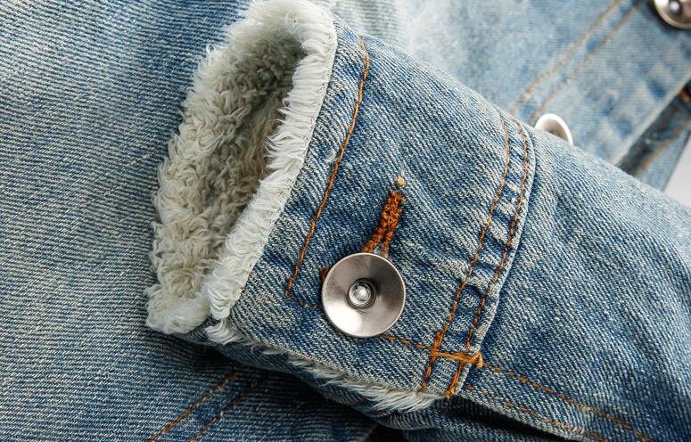 Retro Ripped Fleece Jeans Jas en Jas voor Herfst Winter S-XXXXL Drop Verzending Mens Denim Jas met Bont Kraag