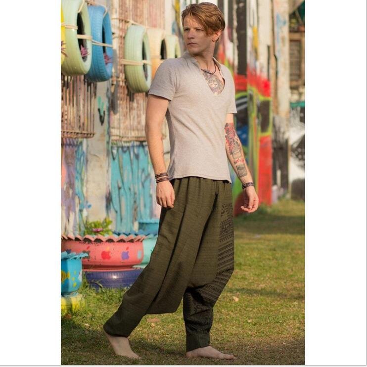 Mannen Hiphop Harembroek Kruis Baggy Joggers Plus Size Boho Gypsy Aladdin Zomer Bohemian Nepal Wijde Pijpen Broek Causale Broek
