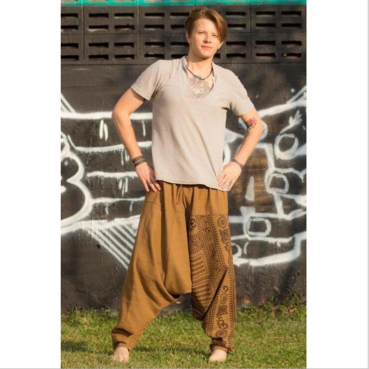 Mannen Hiphop Harembroek Kruis Baggy Joggers Plus Size Boho Gypsy Aladdin Zomer Bohemian Nepal Wijde Pijpen Broek Causale Broek
