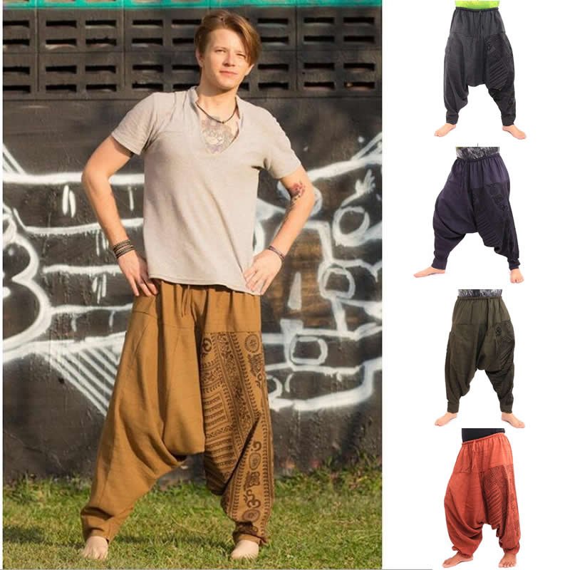 Mannen Hiphop Harembroek Kruis Baggy Joggers Plus Size Boho Gypsy Aladdin Zomer Bohemian Nepal Wijde Pijpen Broek Causale Broek