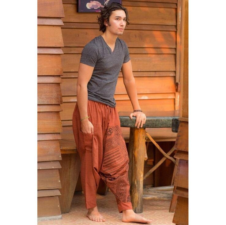 Mannen Hiphop Harembroek Kruis Baggy Joggers Plus Size Boho Gypsy Aladdin Zomer Bohemian Nepal Wijde Pijpen Broek Causale Broek