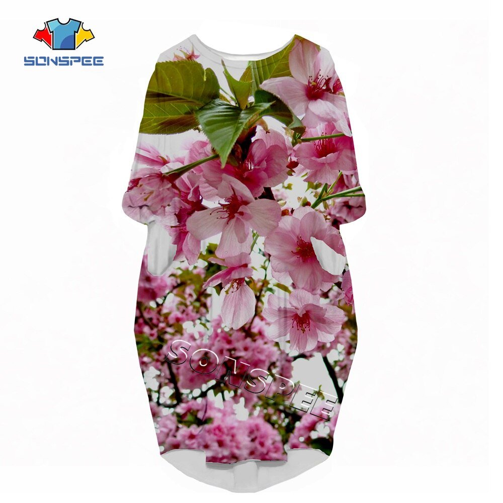 Bloemen Vogels 3D Print Anime Harajuku Vrouw Toga Fashion Grappig Hip Hop Losse Casual Meisje Jurk Dame Kleding Lange mouw Jurk