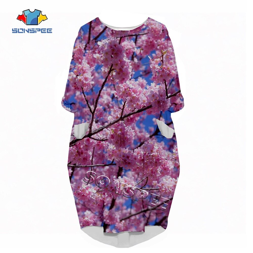 Bloemen Vogels 3D Print Anime Harajuku Vrouw Toga Fashion Grappig Hip Hop Losse Casual Meisje Jurk Dame Kleding Lange mouw Jurk
