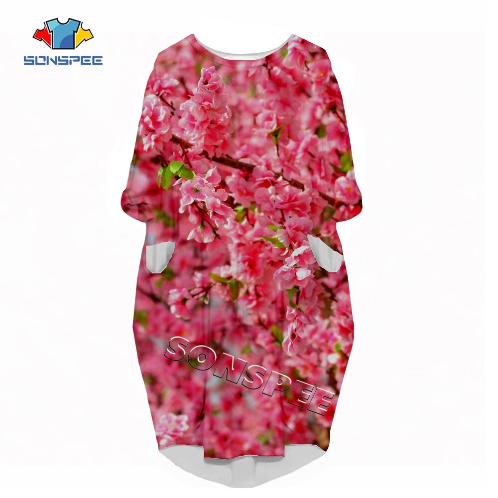 Bloemen Vogels 3D Print Anime Harajuku Vrouw Toga Fashion Grappig Hip Hop Losse Casual Meisje Jurk Dame Kleding Lange mouw Jurk