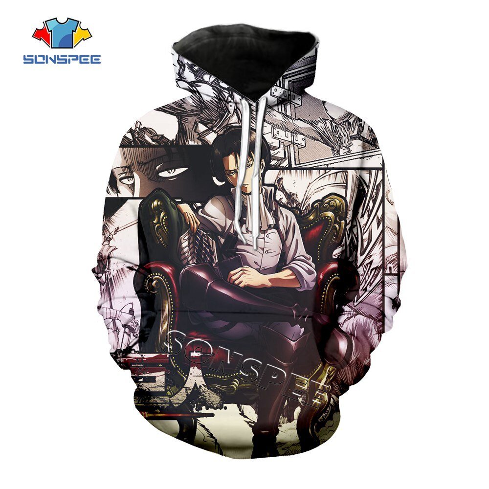 Sonspee Fashion Streetwear Mannen Sweatshirt Hoodies 3D Print Aanval Op Titan Anime Capuchon Tops Casual Unisex Hoody Shirts