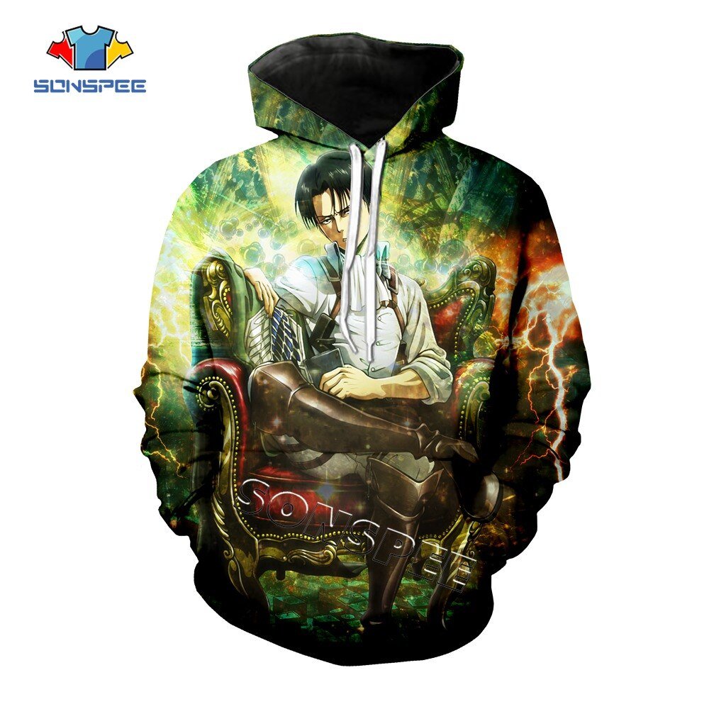 Sonspee Fashion Streetwear Mannen Sweatshirt Hoodies 3D Print Aanval Op Titan Anime Capuchon Tops Casual Unisex Hoody Shirts