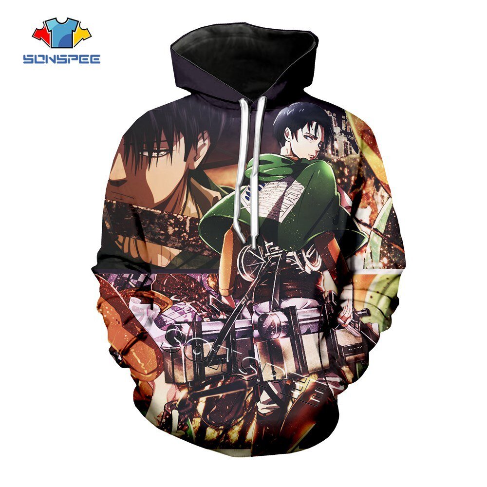 Sonspee Fashion Streetwear Mannen Sweatshirt Hoodies 3D Print Aanval Op Titan Anime Capuchon Tops Casual Unisex Hoody Shirts