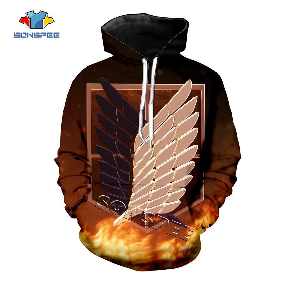 Sonspee Fashion Streetwear Mannen Sweatshirt Hoodies 3D Print Aanval Op Titan Anime Capuchon Tops Casual Unisex Hoody Shirts
