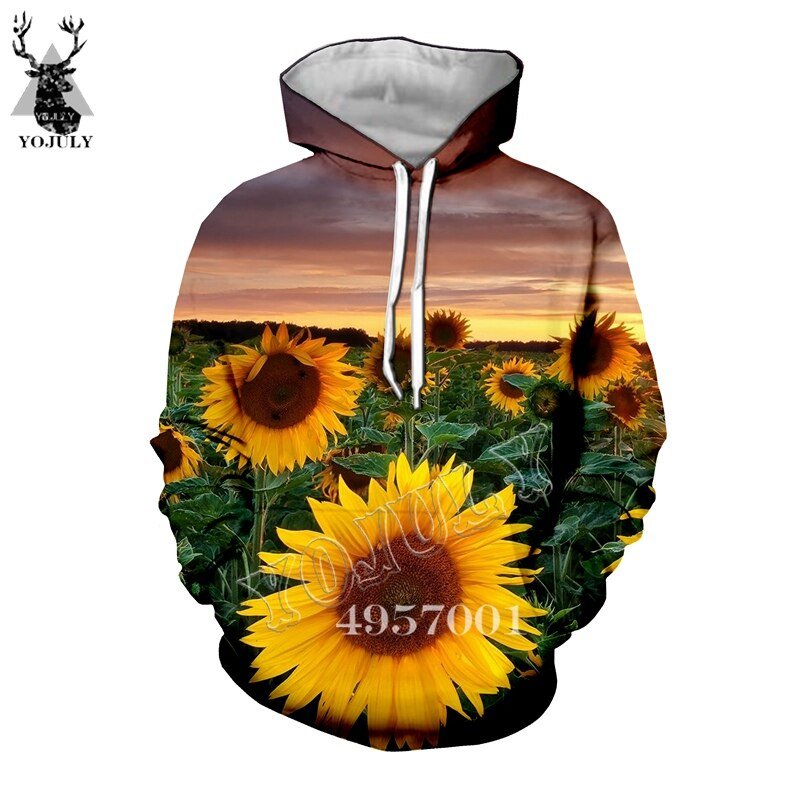 Mannen/Vrouwen Street Wear Kleding 3D Print Harajuku Zonnebloem Bloem Hoodie Hooded Unisex Mode Toevallige Sweatshirt Y551