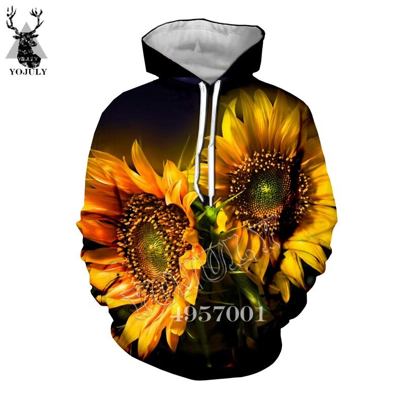 Mannen/Vrouwen Street Wear Kleding 3D Print Harajuku Zonnebloem Bloem Hoodie Hooded Unisex Mode Toevallige Sweatshirt Y551