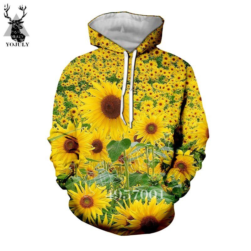 Mannen/Vrouwen Street Wear Kleding 3D Print Harajuku Zonnebloem Bloem Hoodie Hooded Unisex Mode Toevallige Sweatshirt Y551