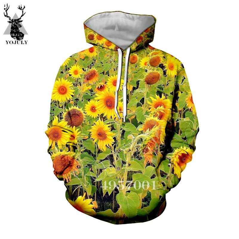 Mannen/Vrouwen Street Wear Kleding 3D Print Harajuku Zonnebloem Bloem Hoodie Hooded Unisex Mode Toevallige Sweatshirt Y551