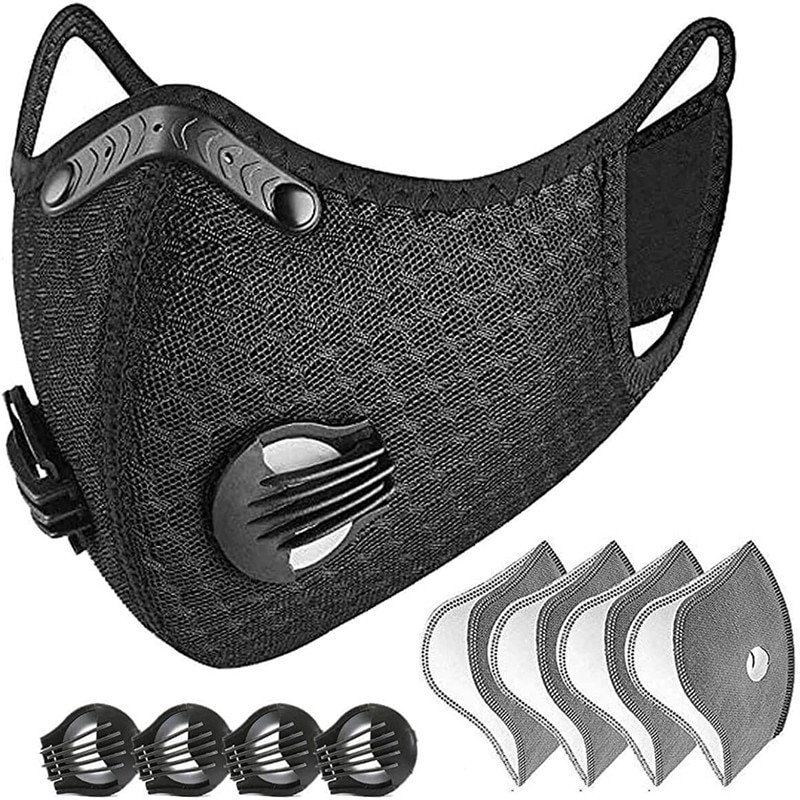 Cycling Face Mask with Filters PM 2.5 Anti-Pollution Cycling Mask Activated Carbon Breathing Valve Bike Mouth Caps Mascarilla