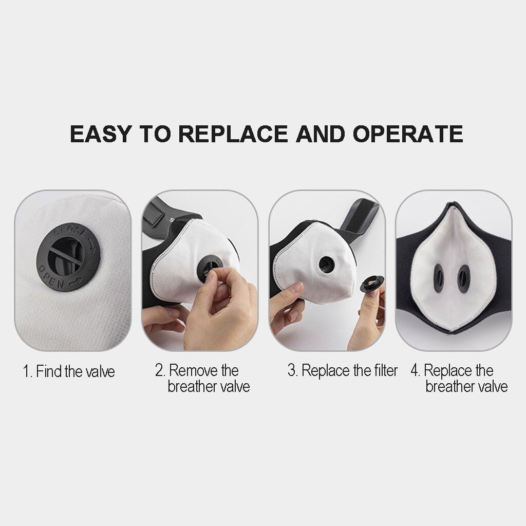 Black Unisex Mouth Mask Filter PM2.5 Air Pollution Mouth Face Sponge Masks Washable Reusable with Breathable Valve Mask #C Black Unisex Mouth Mask Filter PM2.5 Air Pollution Mouth Face Sponge Masks Washable Reusable with Breathable Valve Mask #C