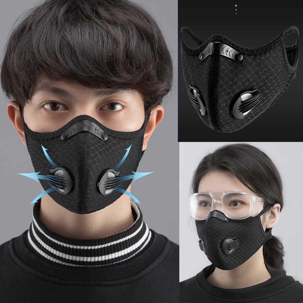 Black Unisex Mouth Mask Filter PM2.5 Air Pollution Mouth Face Sponge Masks Washable Reusable with Breathable Valve Mask #C Black Unisex Mouth Mask Filter PM2.5 Air Pollution Mouth Face Sponge Masks Washable Reusable with Breathable Valve Mask #C