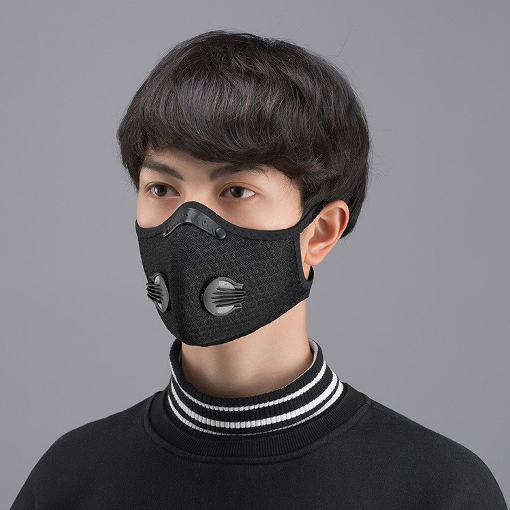 Black Unisex Mouth Mask Filter PM2.5 Air Pollution Mouth Face Sponge Masks Washable Reusable with Breathable Valve Mask #C Black Unisex Mouth Mask Filter PM2.5 Air Pollution Mouth Face Sponge Masks Washable Reusable with Breathable Valve Mask #C