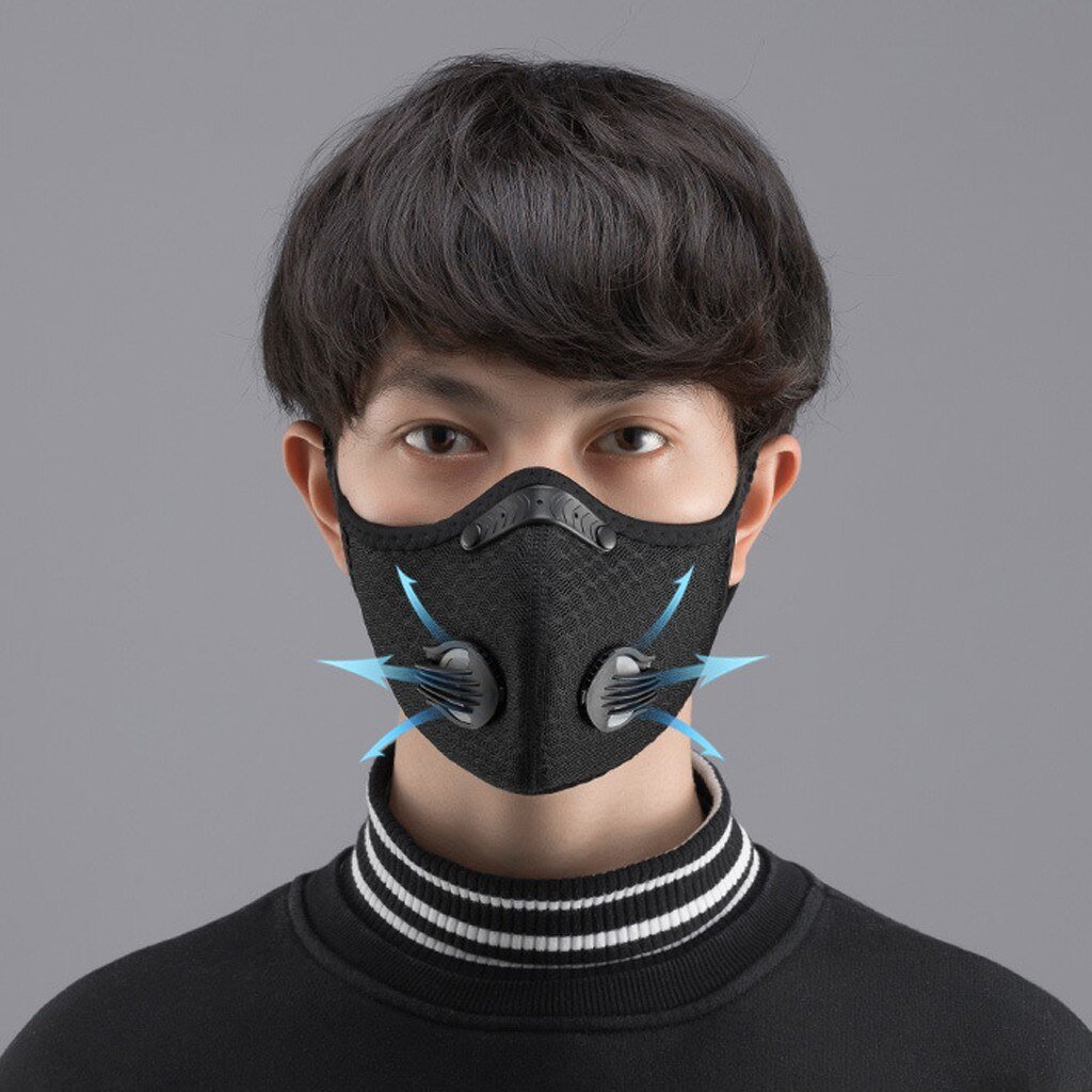 Black Unisex Mouth Mask Filter PM2.5 Air Pollution Mouth Face Sponge Masks Washable Reusable with Breathable Valve Mask #C Black Unisex Mouth Mask Filter PM2.5 Air Pollution Mouth Face Sponge Masks Washable Reusable with Breathable Valve Mask #C