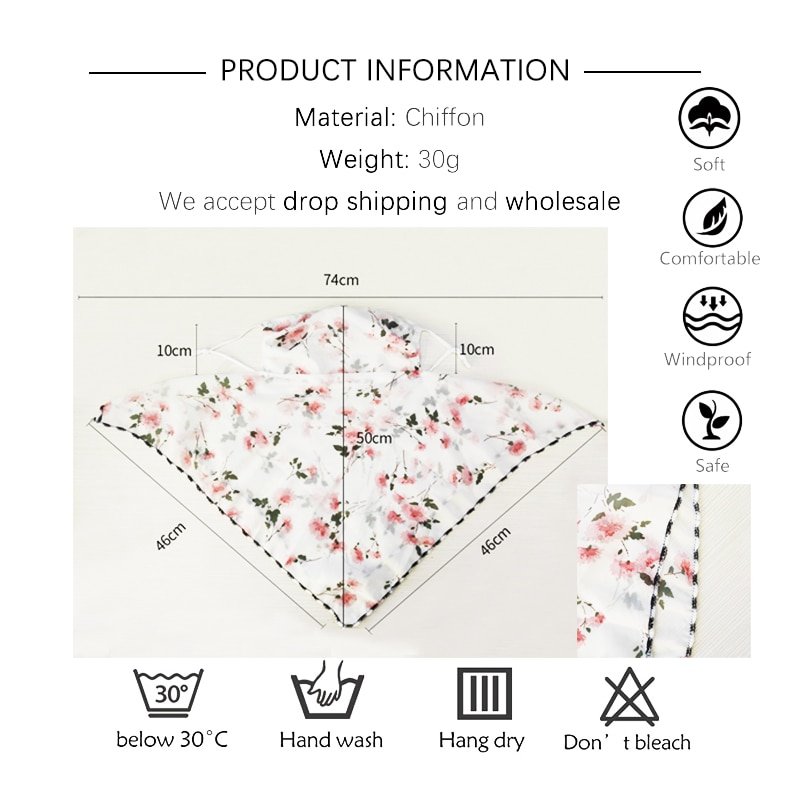 2020 Chiffon Women Mouth Mask Neck Scarf Floral Print Sunscreen Head Ring Scarves Silk Face Mask Foulard Lady Outdoor Protect