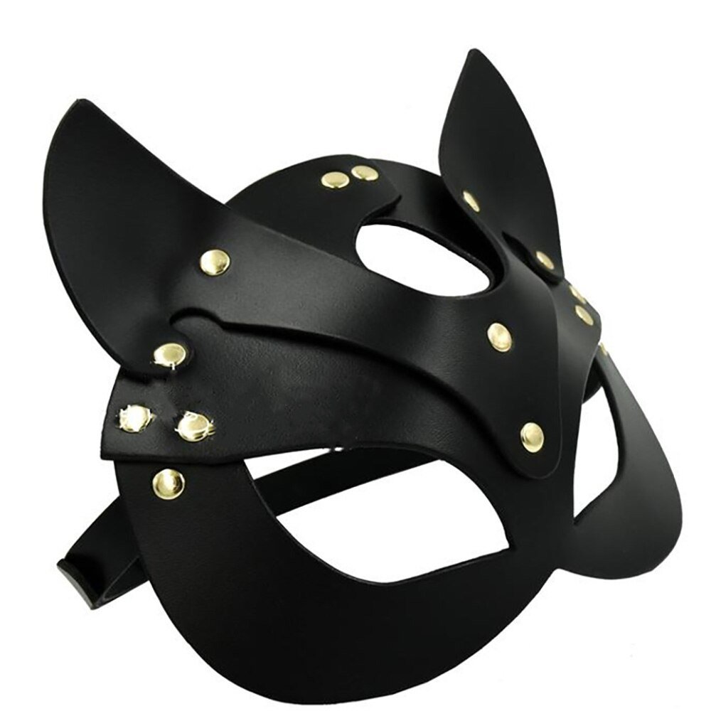 Ronllona Leather Mask Handmade Punk Party Mask Gothic Leather Strap Sexy Adjustable Erotic Masquerade belt Couple Night