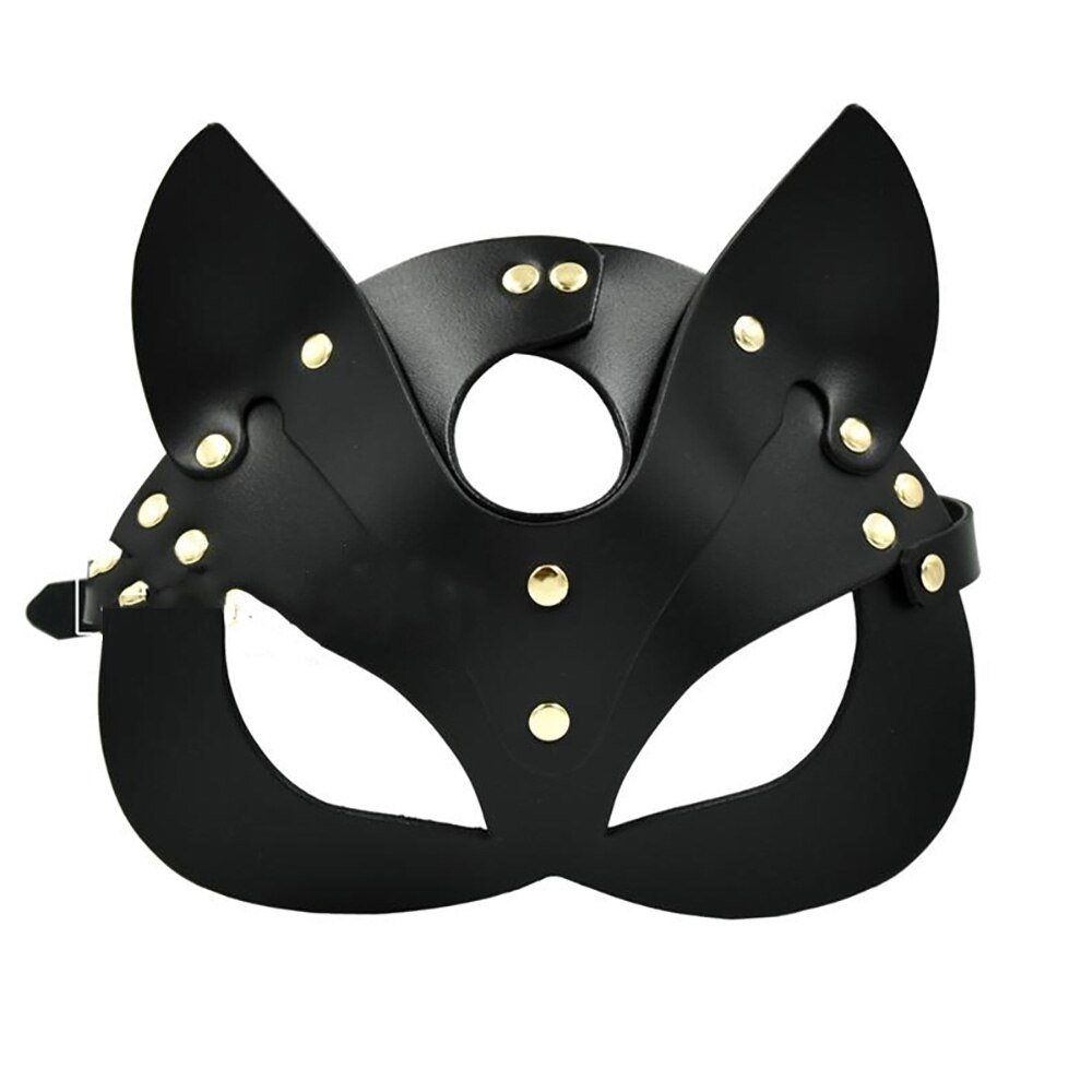 Ronllona Leather Mask Handmade Punk Party Mask Gothic Leather Strap Sexy Adjustable Erotic Masquerade belt Couple Night
