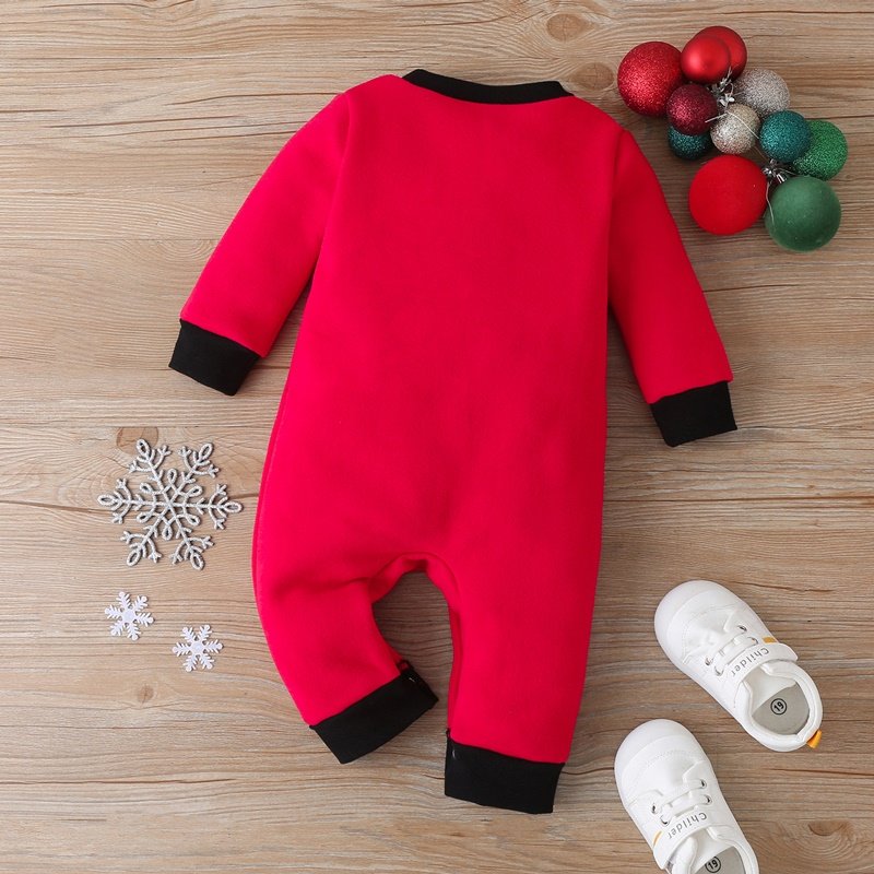 Kerst Winter Baby Boy Kleding Katoen Brief Kerstman Patchwork Plaid Lange Mouw Baby Bodysuit Baby Meisje Kleding 0-18M