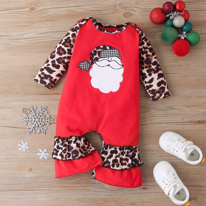 Kerst Winter Baby Boy Kleding Katoen Brief Kerstman Patchwork Plaid Lange Mouw Baby Bodysuit Baby Meisje Kleding 0-18M