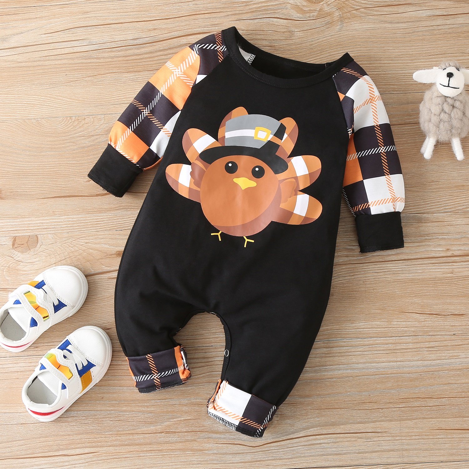 Kerst Winter Baby Boy Kleding Katoen Brief Kerstman Patchwork Plaid Lange Mouw Baby Bodysuit Baby Meisje Kleding 0-18M