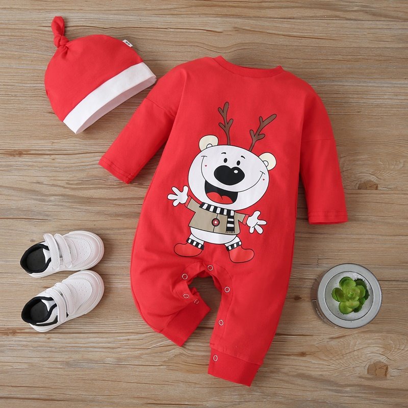 Kerst Winter Baby Boy Kleding Katoen Brief Kerstman Patchwork Plaid Lange Mouw Baby Bodysuit Baby Meisje Kleding 0-18M