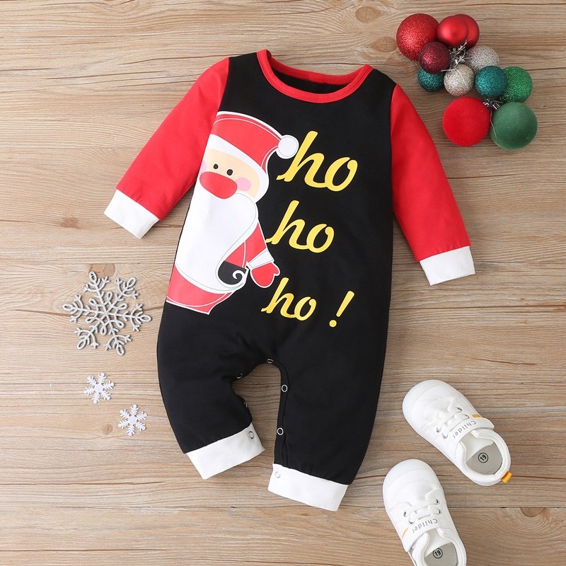 Kerst Winter Baby Boy Kleding Katoen Brief Kerstman Patchwork Plaid Lange Mouw Baby Bodysuit Baby Meisje Kleding 0-18M