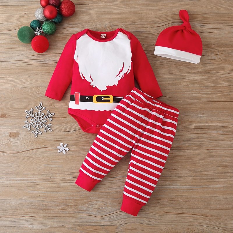 Kerst Winter Baby Boy Kleding Katoen Brief Kerstman Patchwork Plaid Lange Mouw Baby Bodysuit Baby Meisje Kleding 0-18M