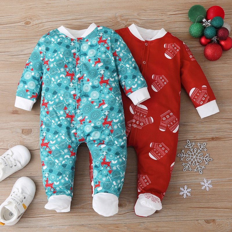 Kerst Winter Baby Boy Kleding Katoen Brief Kerstman Patchwork Plaid Lange Mouw Baby Bodysuit Baby Meisje Kleding 0-18M
