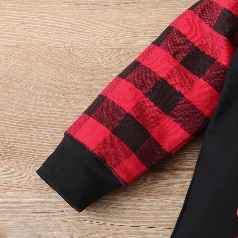 Kerst Winter Baby Boy Kleding Katoen Brief Kerstman Patchwork Plaid Lange Mouw Baby Bodysuit Baby Meisje Kleding 0-18M