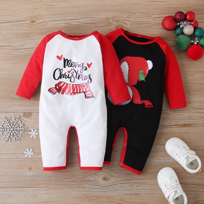 Kerst Winter Baby Boy Kleding Katoen Brief Kerstman Patchwork Plaid Lange Mouw Baby Bodysuit Baby Meisje Kleding 0-18M