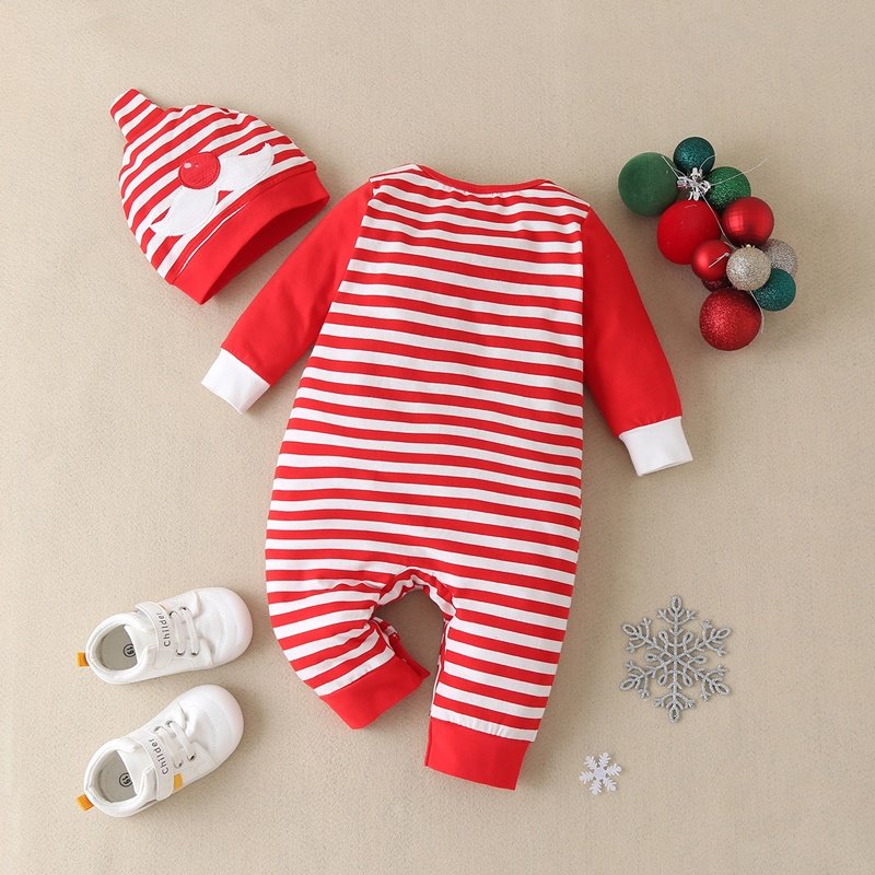 Kerst Winter Baby Boy Kleding Katoen Brief Kerstman Patchwork Plaid Lange Mouw Baby Bodysuit Baby Meisje Kleding 0-18M