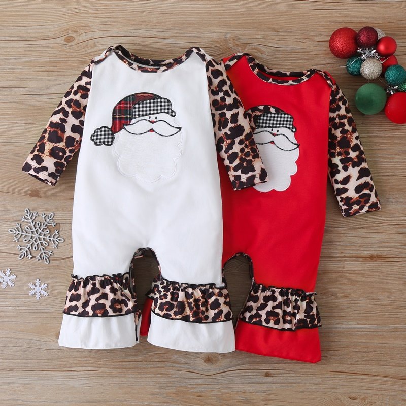 Kerst Winter Baby Boy Kleding Katoen Brief Kerstman Patchwork Plaid Lange Mouw Baby Bodysuit Baby Meisje Kleding 0-18M