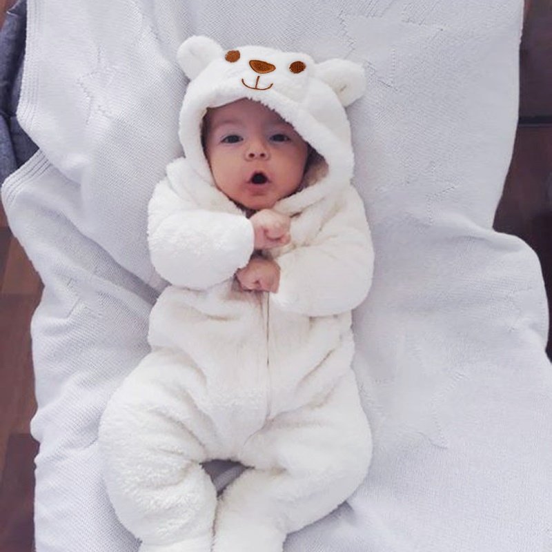 2020 Nieuwe Leuke Pasgeboren Baby Jongen Meisje Kleding Lange Mouwen Hoddies Beer Rits Baby Romper Kleding Herfst Winter Dragen 0-18M