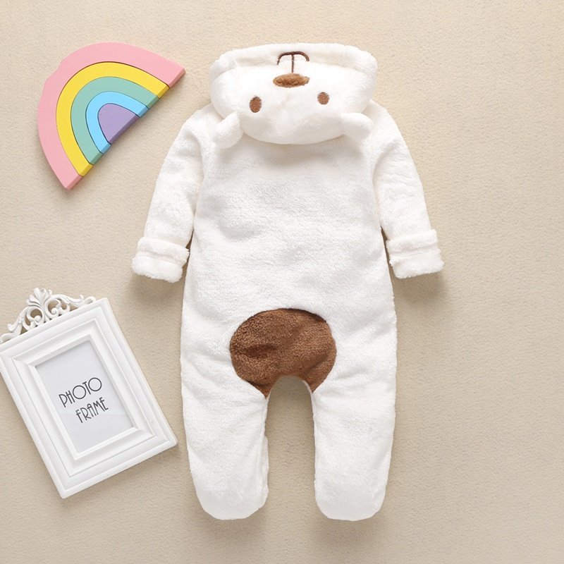 2020 Nieuwe Leuke Pasgeboren Baby Jongen Meisje Kleding Lange Mouwen Hoddies Beer Rits Baby Romper Kleding Herfst Winter Dragen 0-18M