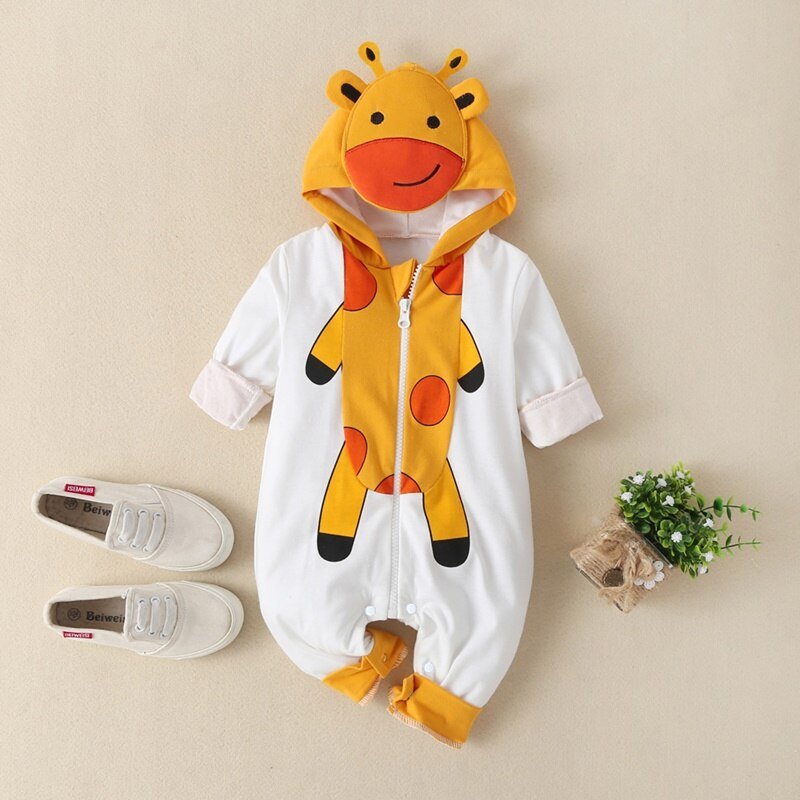 2020 Nieuwe Leuke Pasgeboren Baby Jongen Meisje Kleding Lange Mouwen Hoddies Beer Rits Baby Romper Kleding Herfst Winter Dragen 0-18M