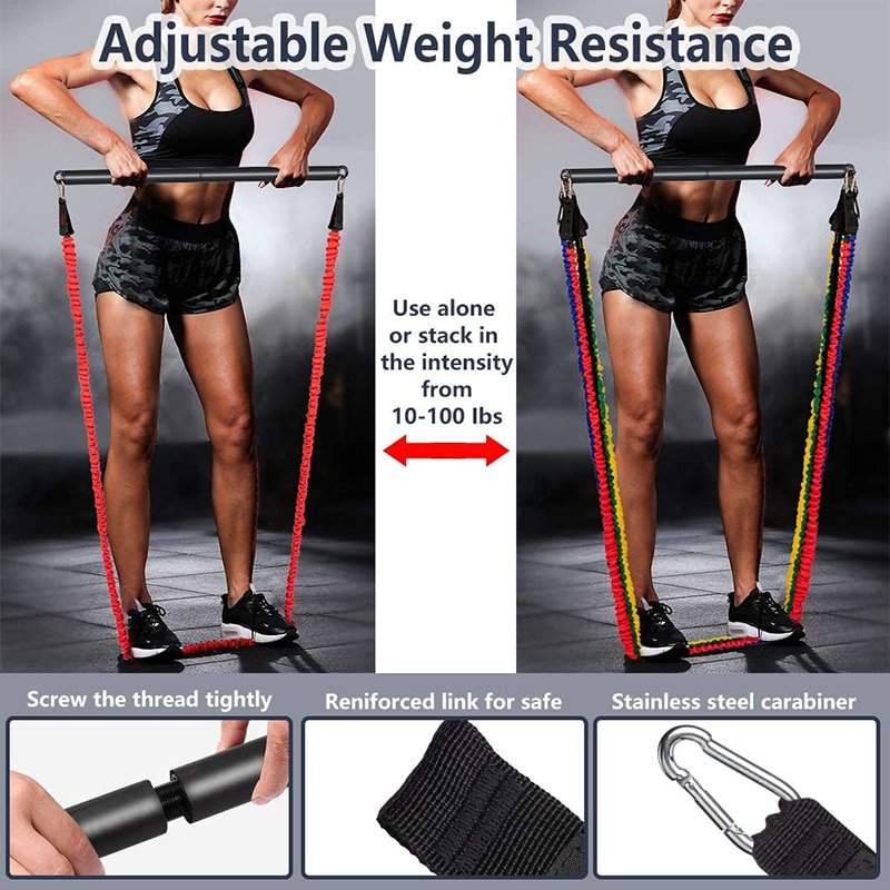 Full Body Workout Portable Strength Exercises Pilates Exercise Resistance Band Home Gym Resistance Trainer All-in-One Bar Kit Full Body Workout Portable Strength Exercises Pilates Exercise Resistance Band Home Gym Resistance Trainer All-in-One Bar Kit