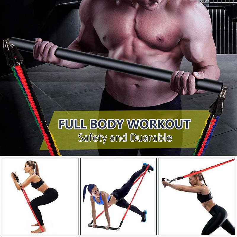 Full Body Workout Portable Strength Exercises Pilates Exercise Resistance Band Home Gym Resistance Trainer All-in-One Bar Kit Full Body Workout Portable Strength Exercises Pilates Exercise Resistance Band Home Gym Resistance Trainer All-in-One Bar Kit