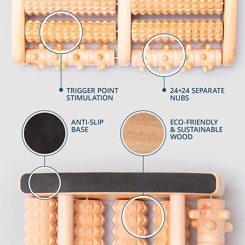 Foot Massager Roller Foot Relaxation Wood Bamboo Foot Pain Massage Foot Massager Gift Elderly Foot Massage Relaxation