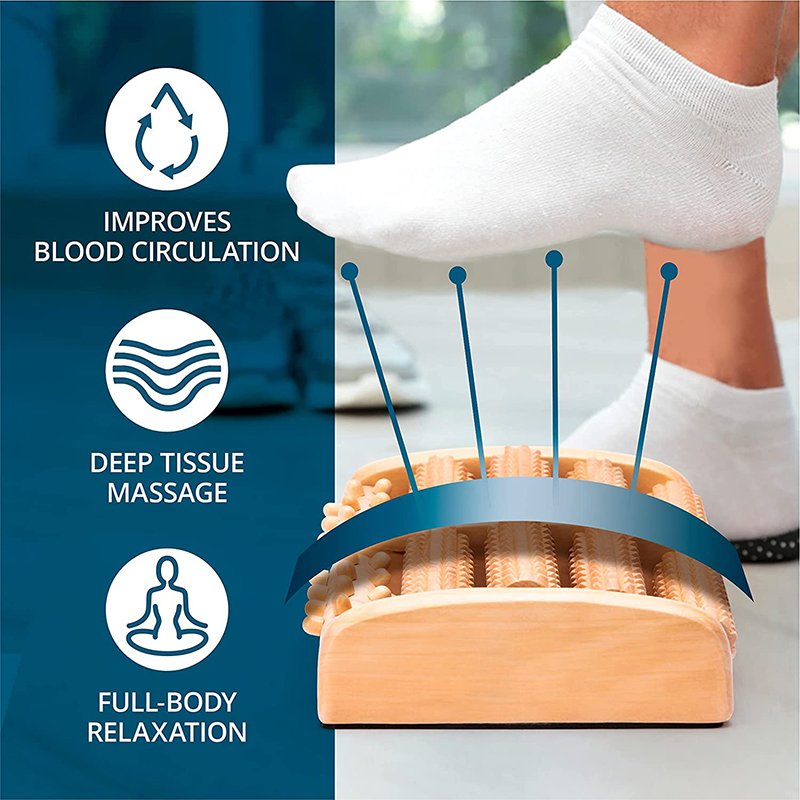 Foot Massager Roller Foot Relaxation Wood Bamboo Foot Pain Massage Foot Massager Gift Elderly Foot Massage Relaxation
