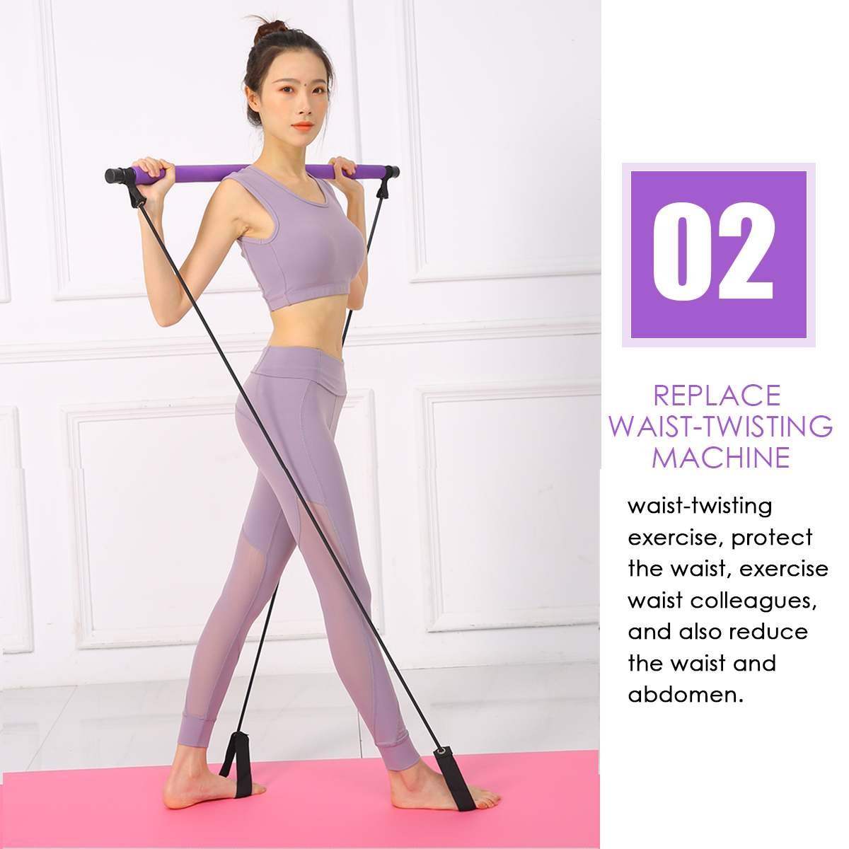 Portable Pilates Bar Kit with Resistance Band Gym Equipment Fitness  Foot Loop for Yoga,Stretch,Sit-Up Bar Resistance Band