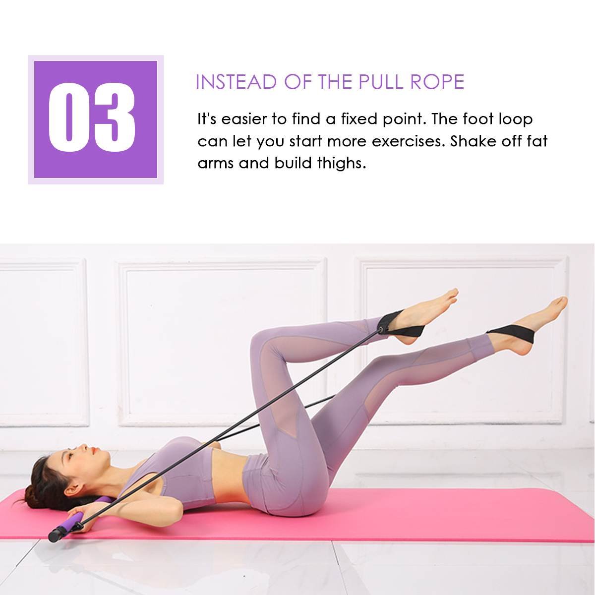 Portable Pilates Bar Kit with Resistance Band Gym Equipment Fitness  Foot Loop for Yoga,Stretch,Sit-Up Bar Resistance Band