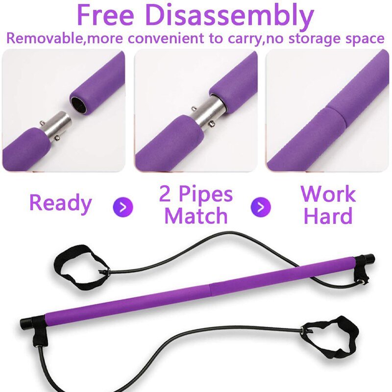 Pilates Bar Resistance Bands for Yoga Exerciser Pull Rope Portable Gym Workout Pilates Bar Elastic Bands Fitness Sport Equipment